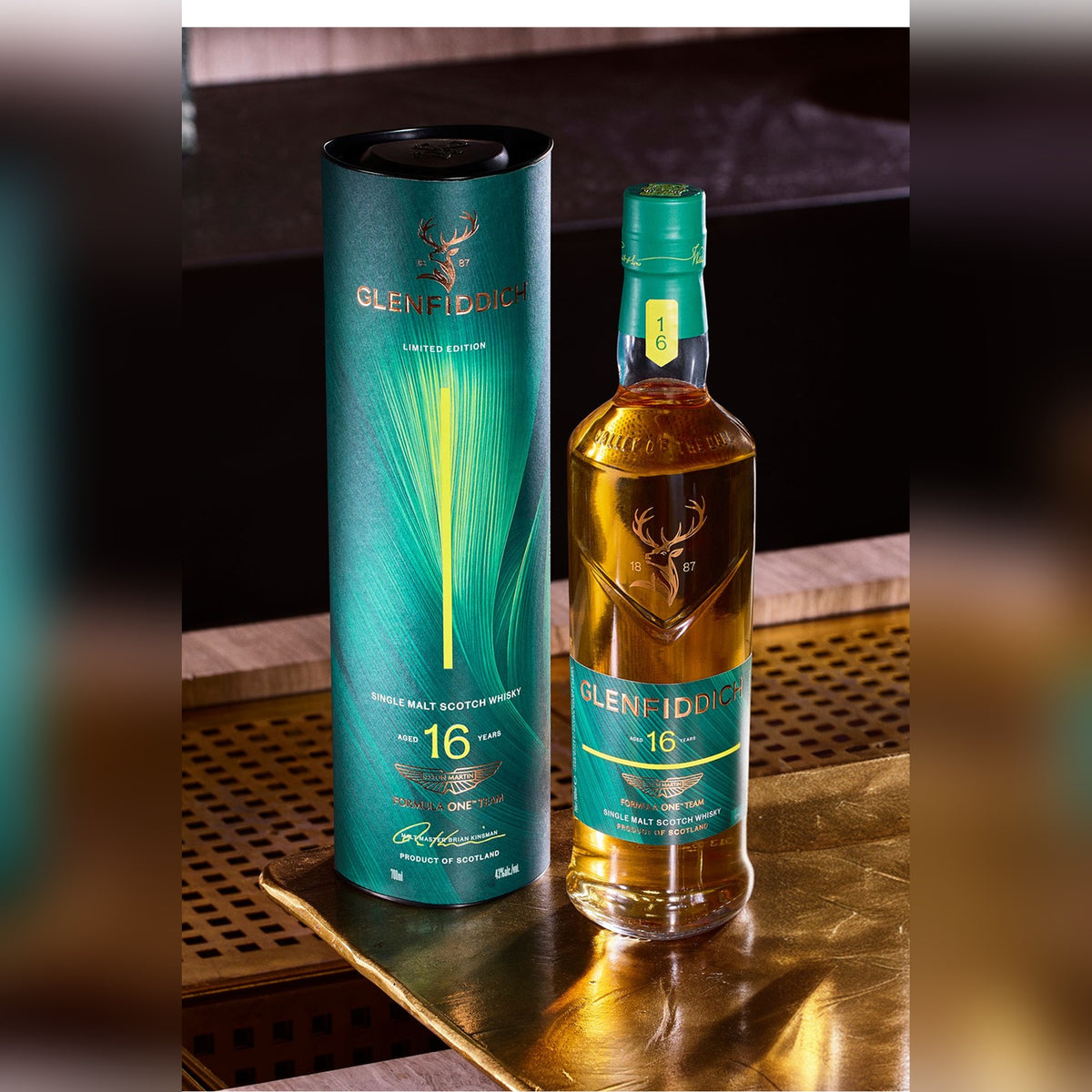 Glenfiddich 16 Year Old Single Malt Scotch Whisky – Aston Martin Formula One 2026 Limited Edition - official Glenfiddich photo - Liquor Geeks
