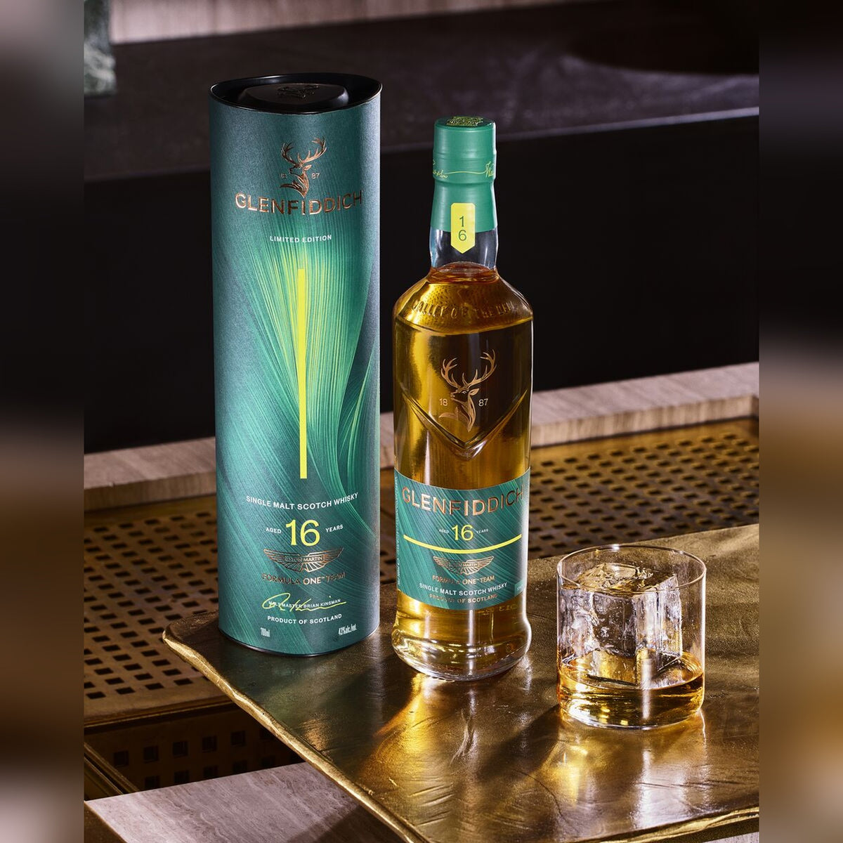 Glenfiddich 16 Year Old Single Malt Scotch Whisky – Aston Martin Formula One 2026 Limited Edition - official Glenfiddich photo - Liquor Geeks