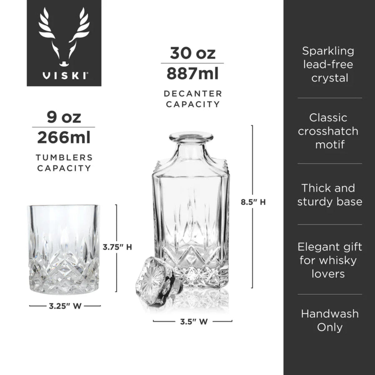 Admiral Crystal 3-Piece Decanter & Tumbler Set-7