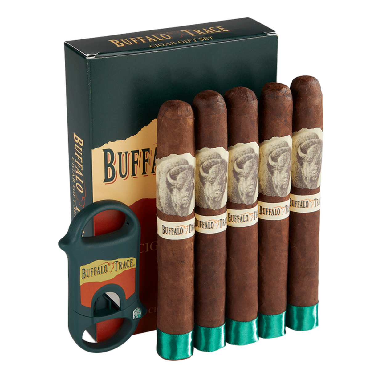 Buffalo Trace Gift Set – 5 Toro Cigars + Palio V-Cutter