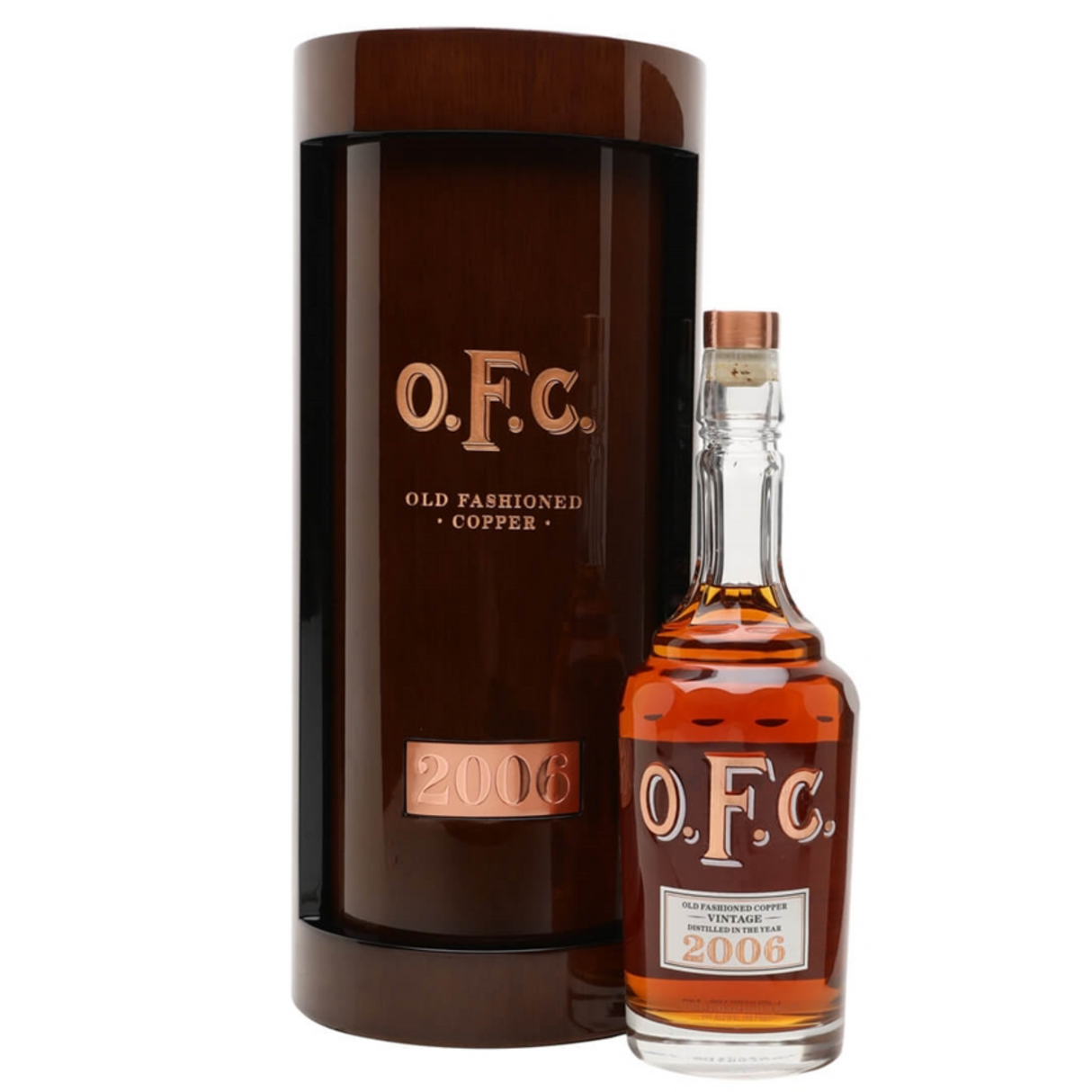 O.F.C. Old Fashioned Coffee bottle with packaging on a white background