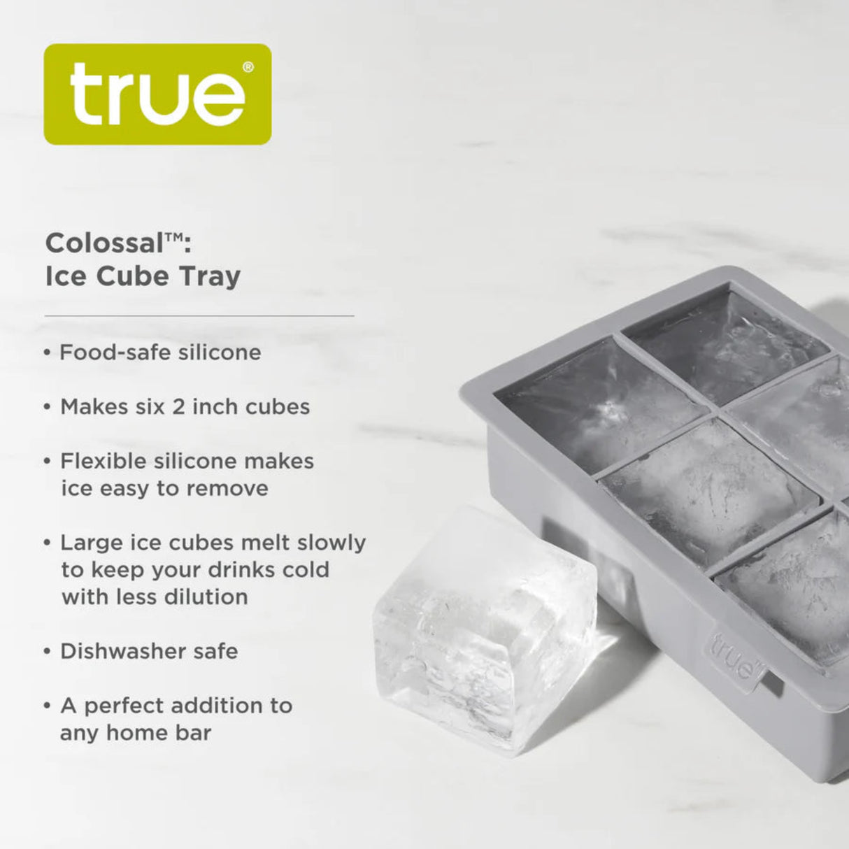 Colossal 2" Silicone Ice Cube Tray in Gray-5
