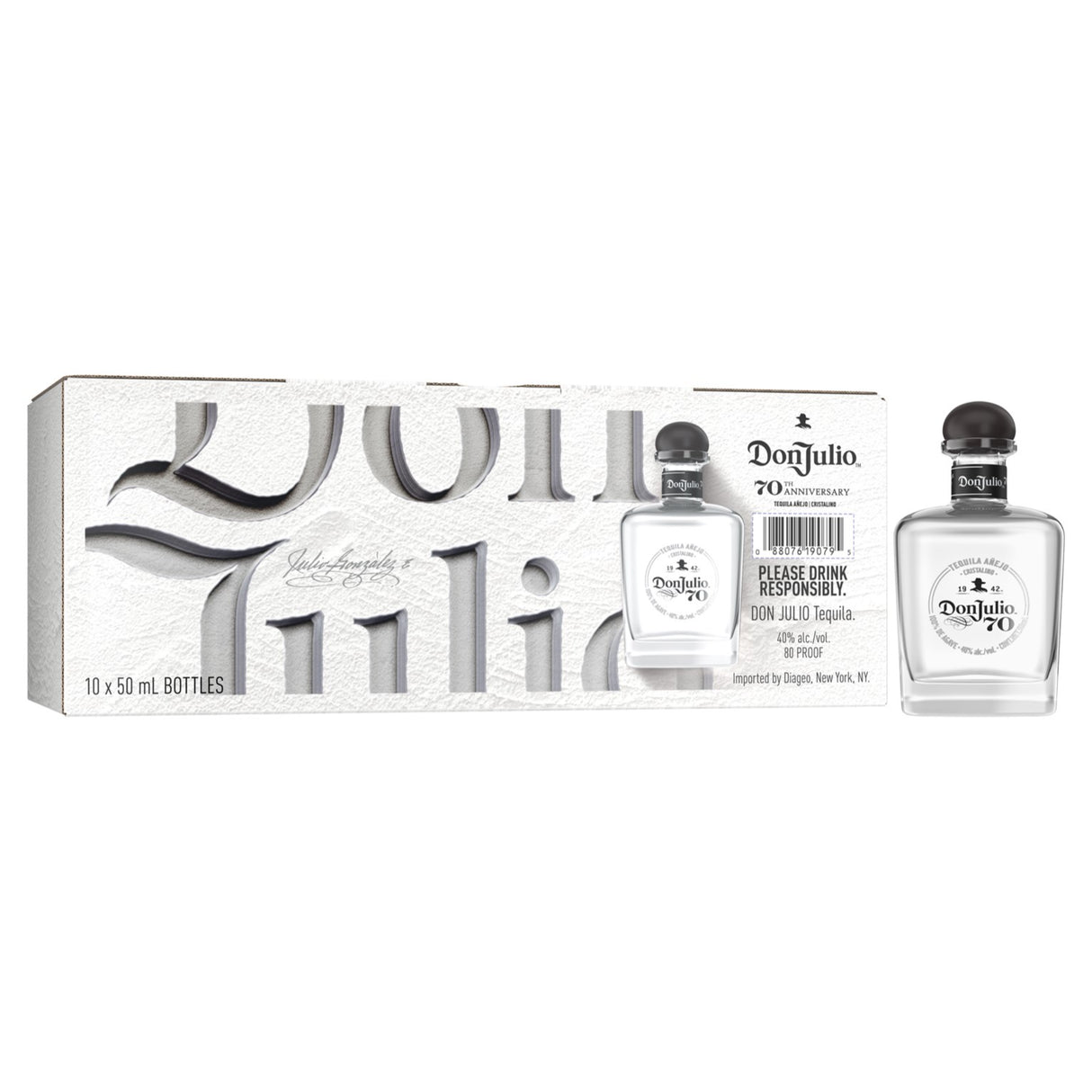 Don Julio 70 Añejo Claro Tequila – 50ml (Mini Bottle) – 10 Pack