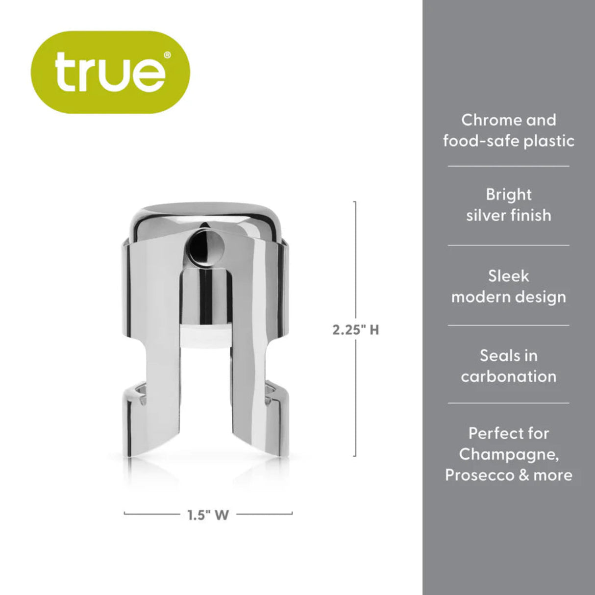 Fizz Champagne Stopper in Chrome-4