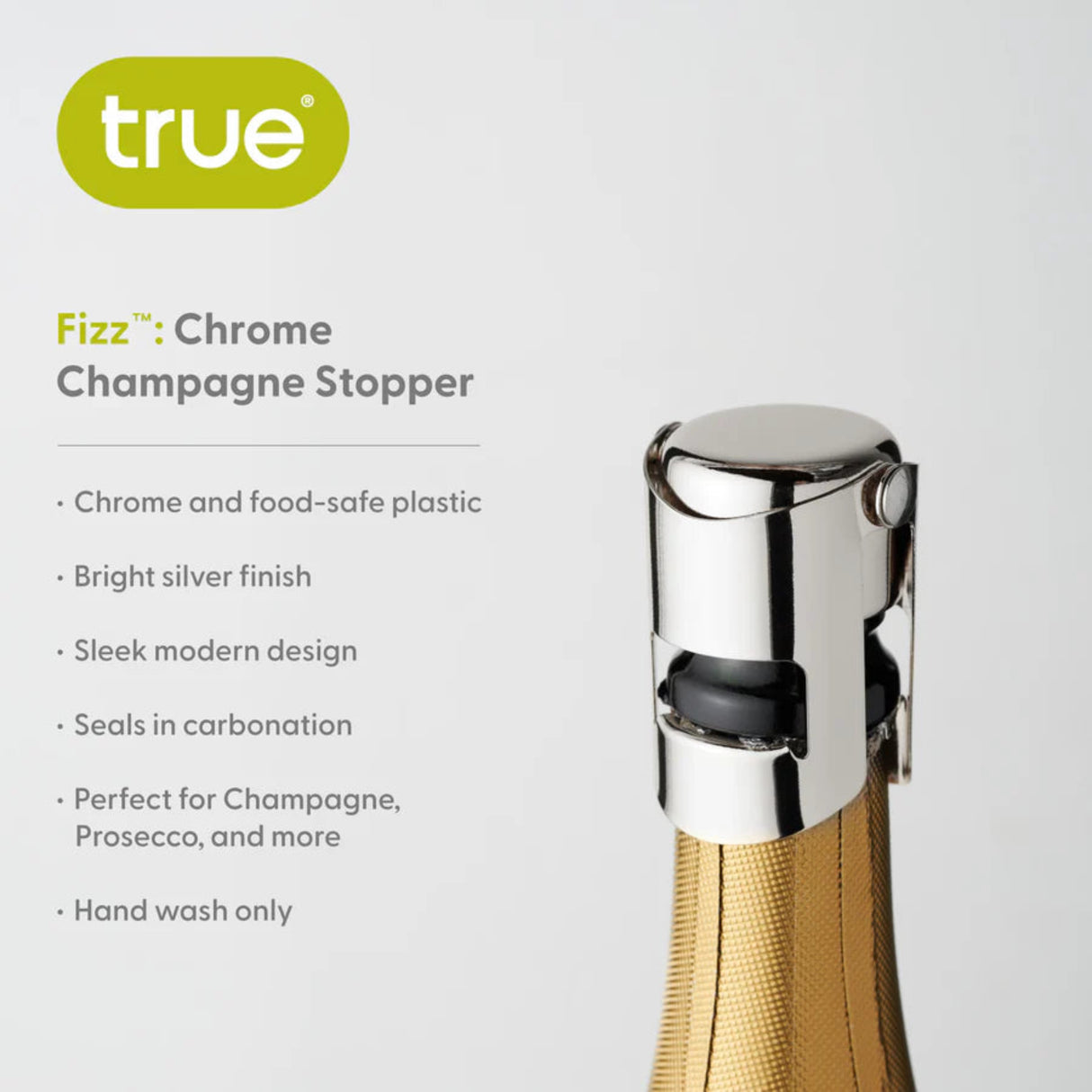 Fizz Champagne Stopper in Chrome-5