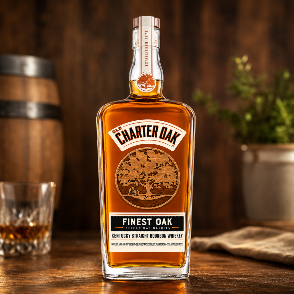 Old Charter Oak Finest Oak Kentucky Straight Bourbon Whiskey