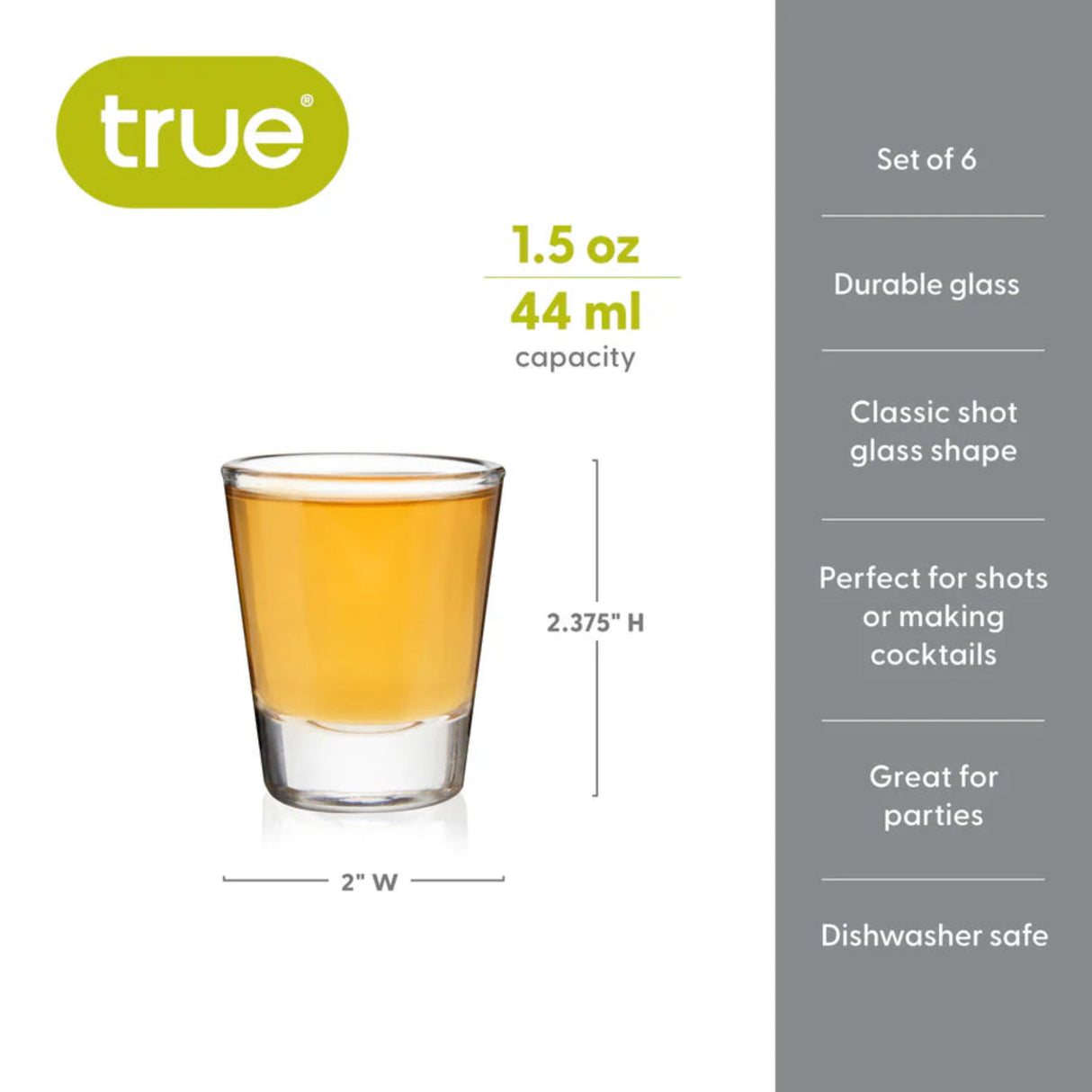 Shooter 1.5 oz Shot Glasses, Set of 6-6