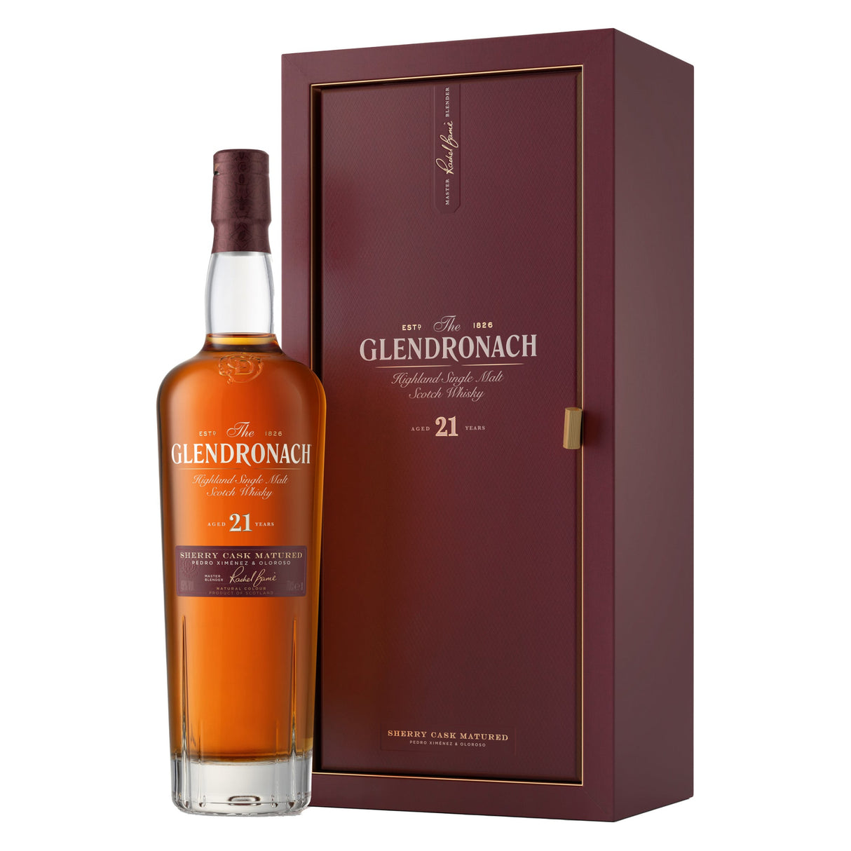 The Glendronach Aged 21 Years Sherry Cask Matured Oloroso and Pedro Ximenez Original Highland Single Malt Scotch Whiskey