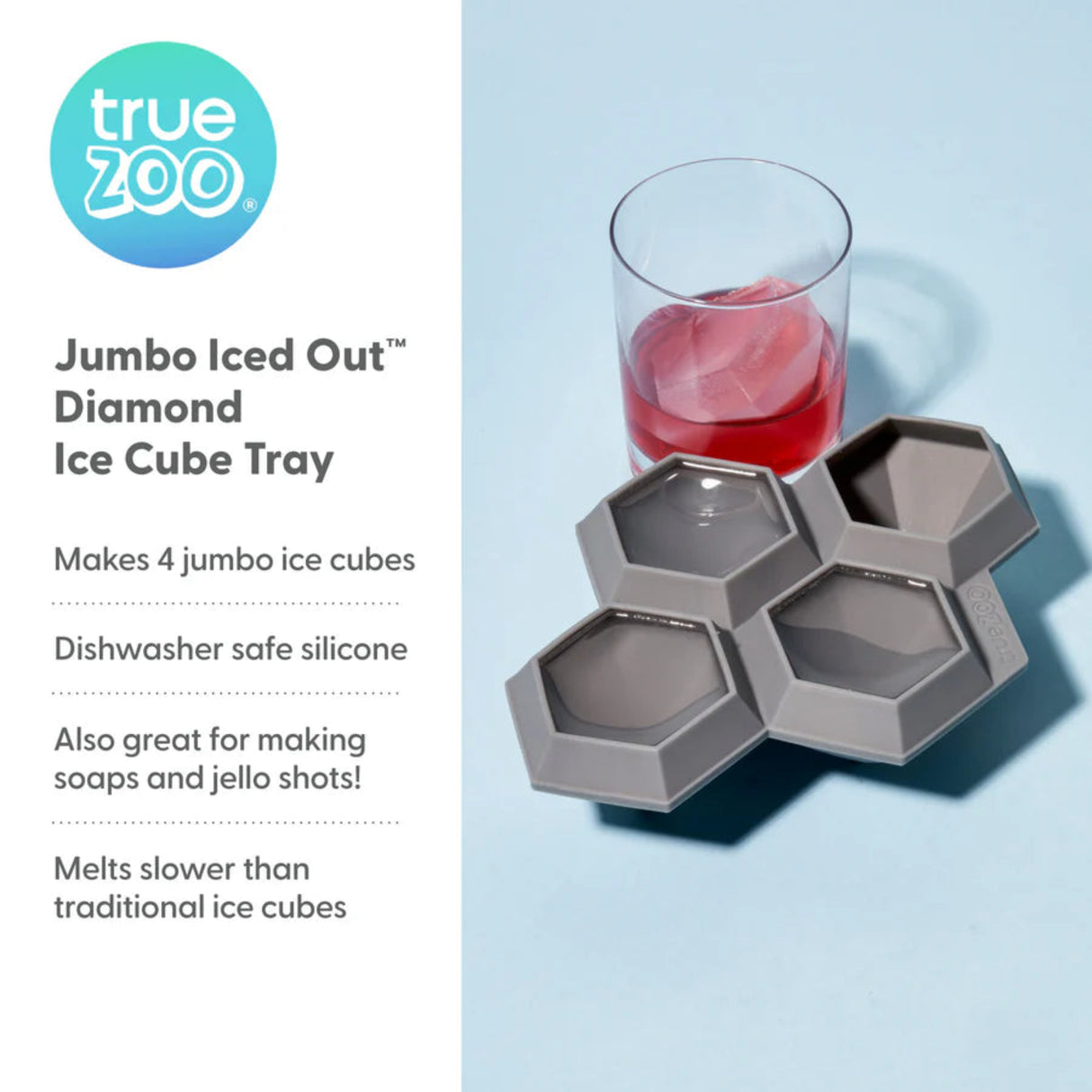 TrueZoo Iced Out Jumbo Diamond Silicone Ice Cube Tray-5