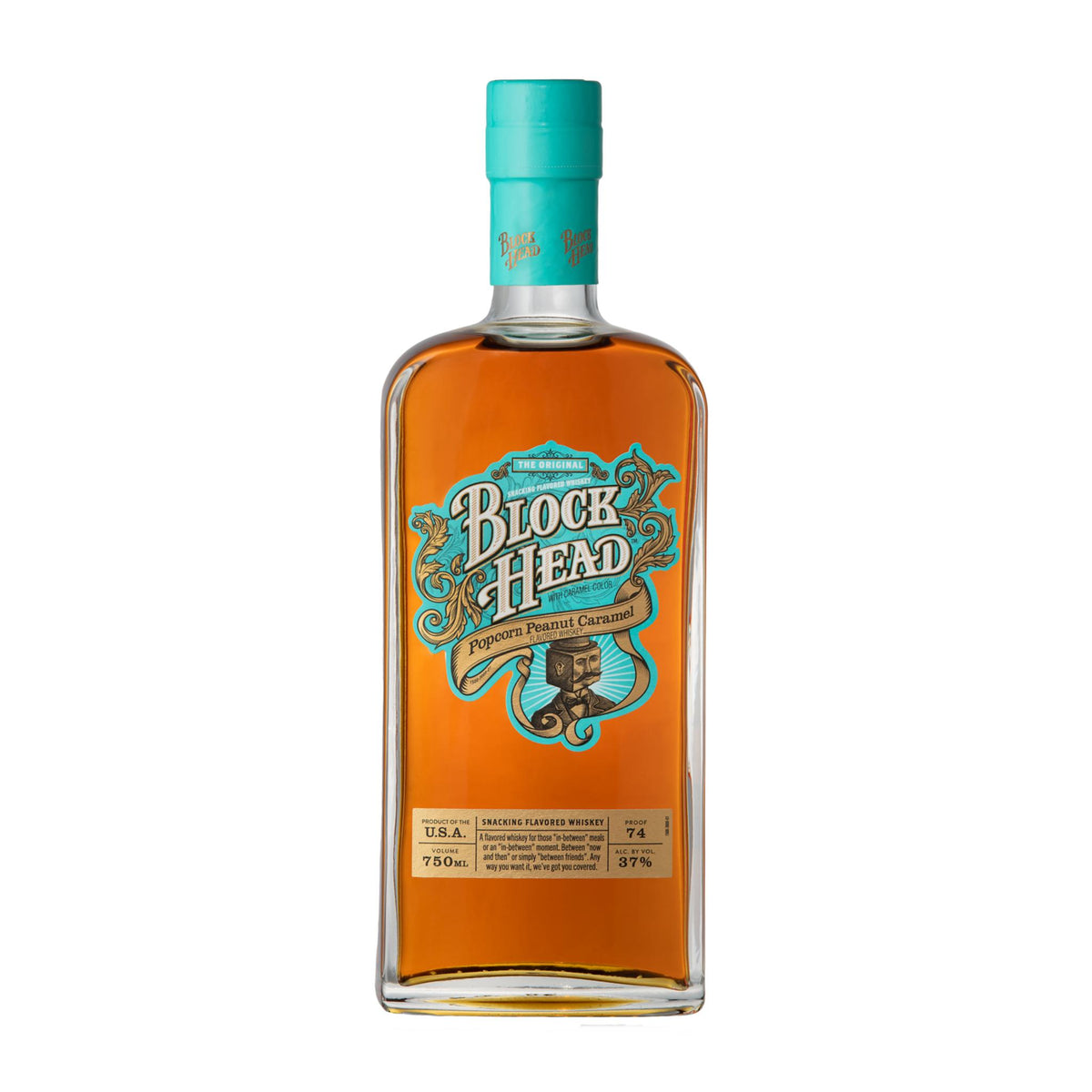 Block Head Popcorn Peanut Caramel Flavored Whiskey Liquor Geeks