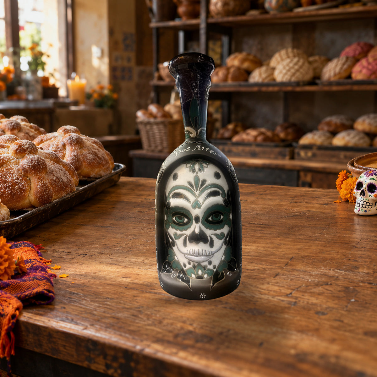 Dos Artes Calavera Extra Añejo Reserva Especial 36 Tequila 2026 Día de Muertos pan de muerto bakery - Liquor Geeks