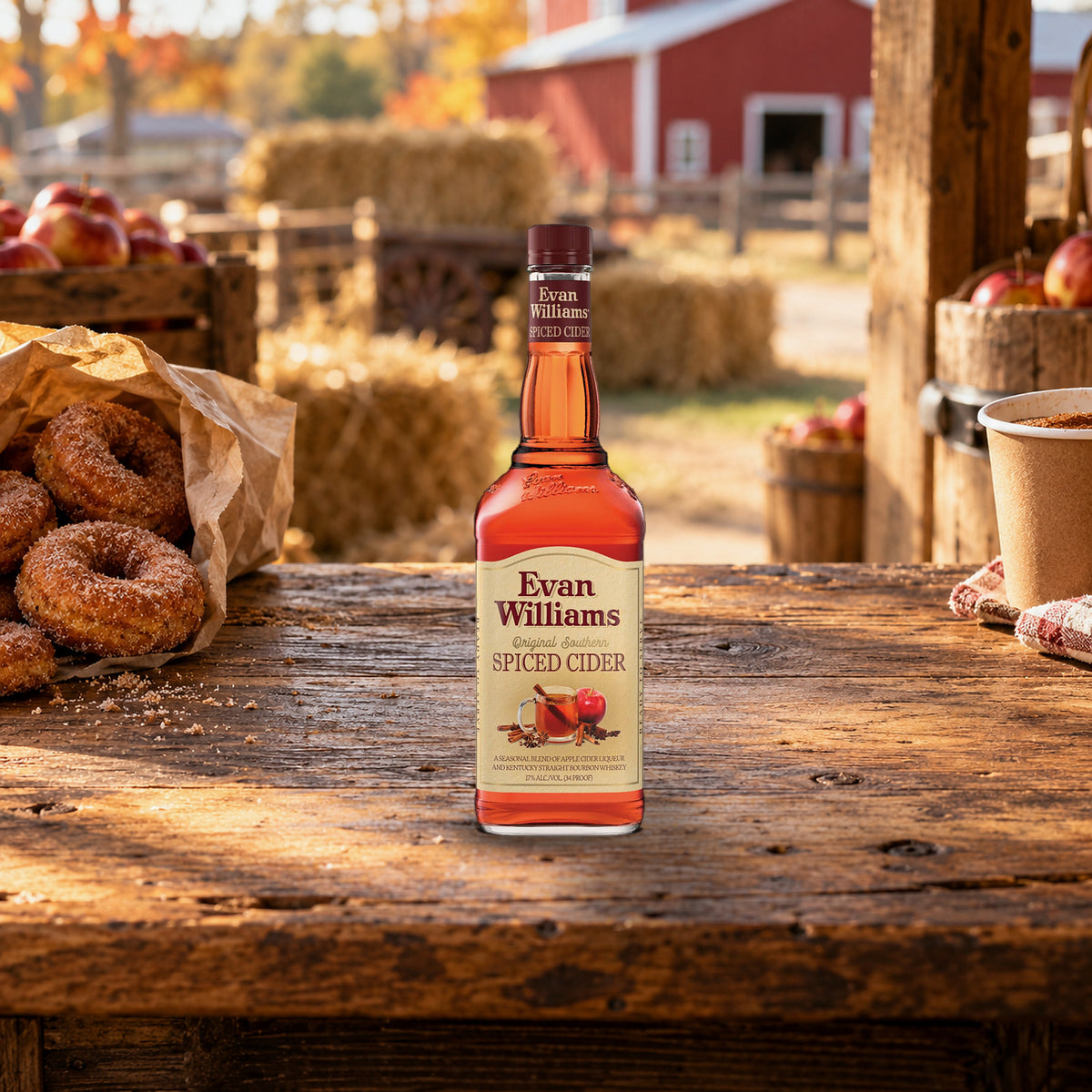 Evan Williams Spiced Cider Liqueur donut stand - Liquor Geeks