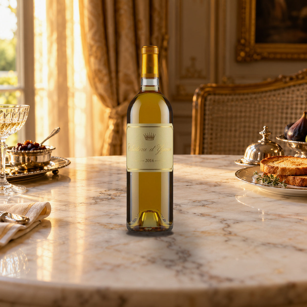 Chateau D'yquem Sauternes 2016 With Wood Box foie gras toast - Liquor Geeks