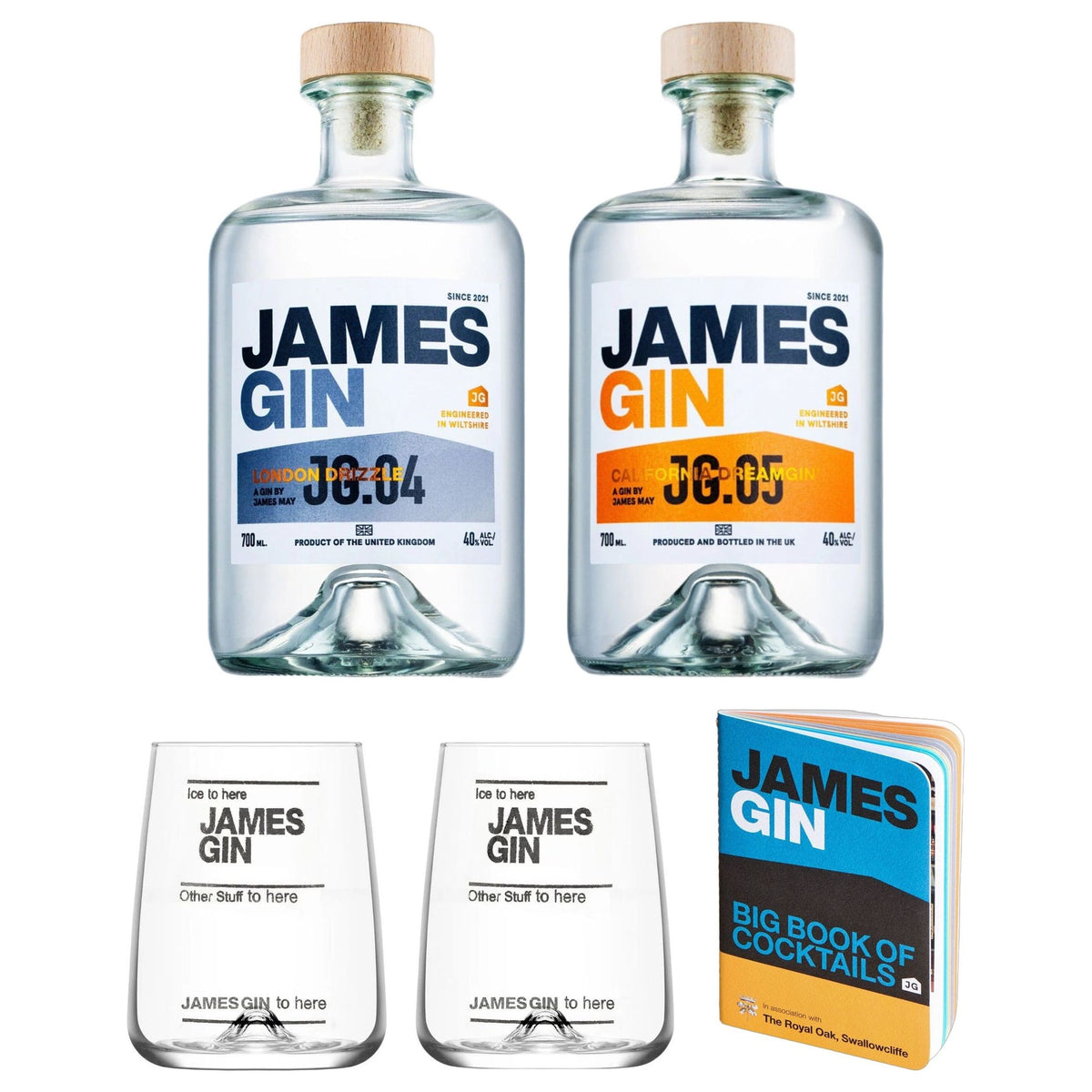 James Gin Cocktail Kit — London Drizzle, California Dream, Mixing Glasses & The Big Book of Cocktails
