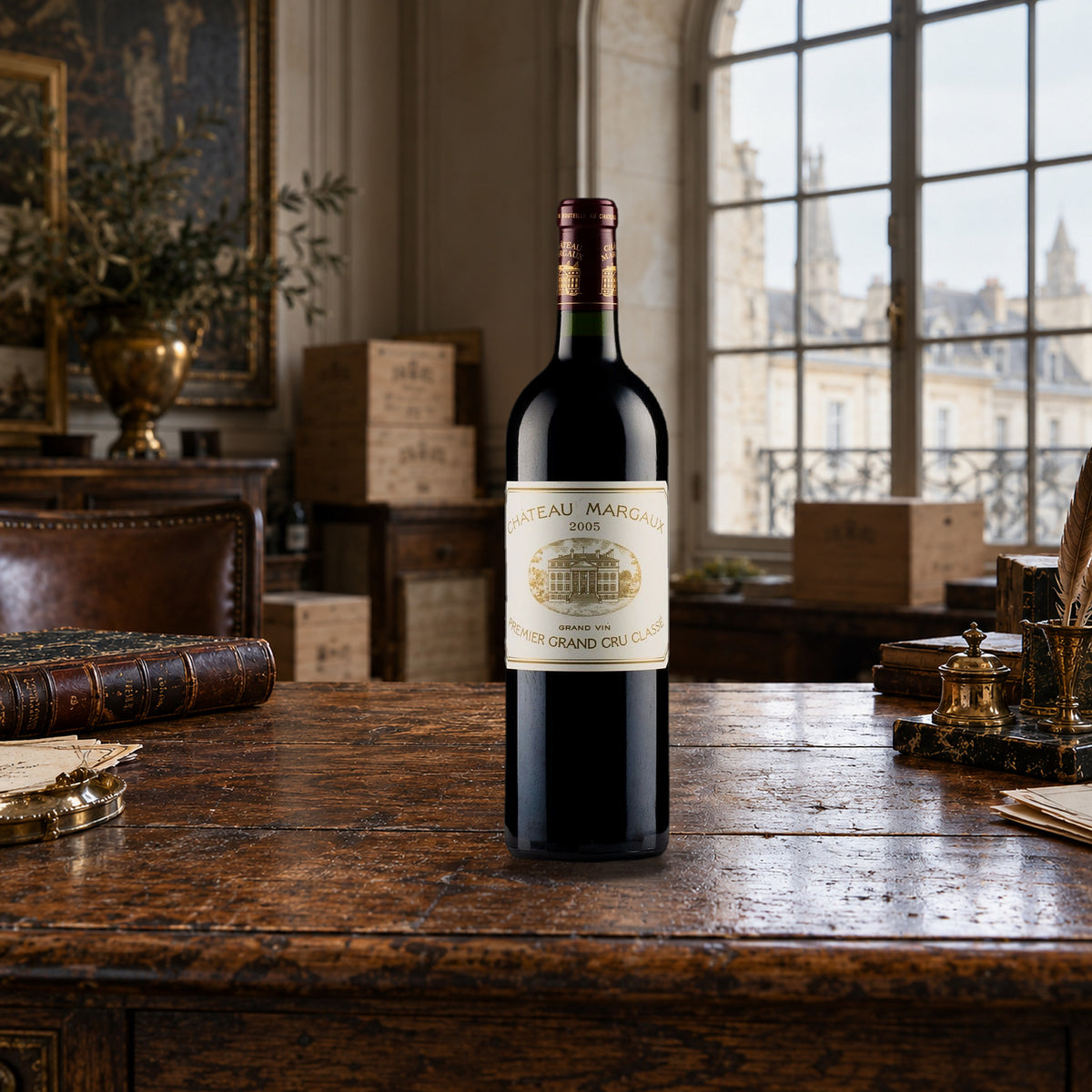 Chateau Margaux Margaux 2005 With Wood Box merchant ledger desk - Liquor Geeks