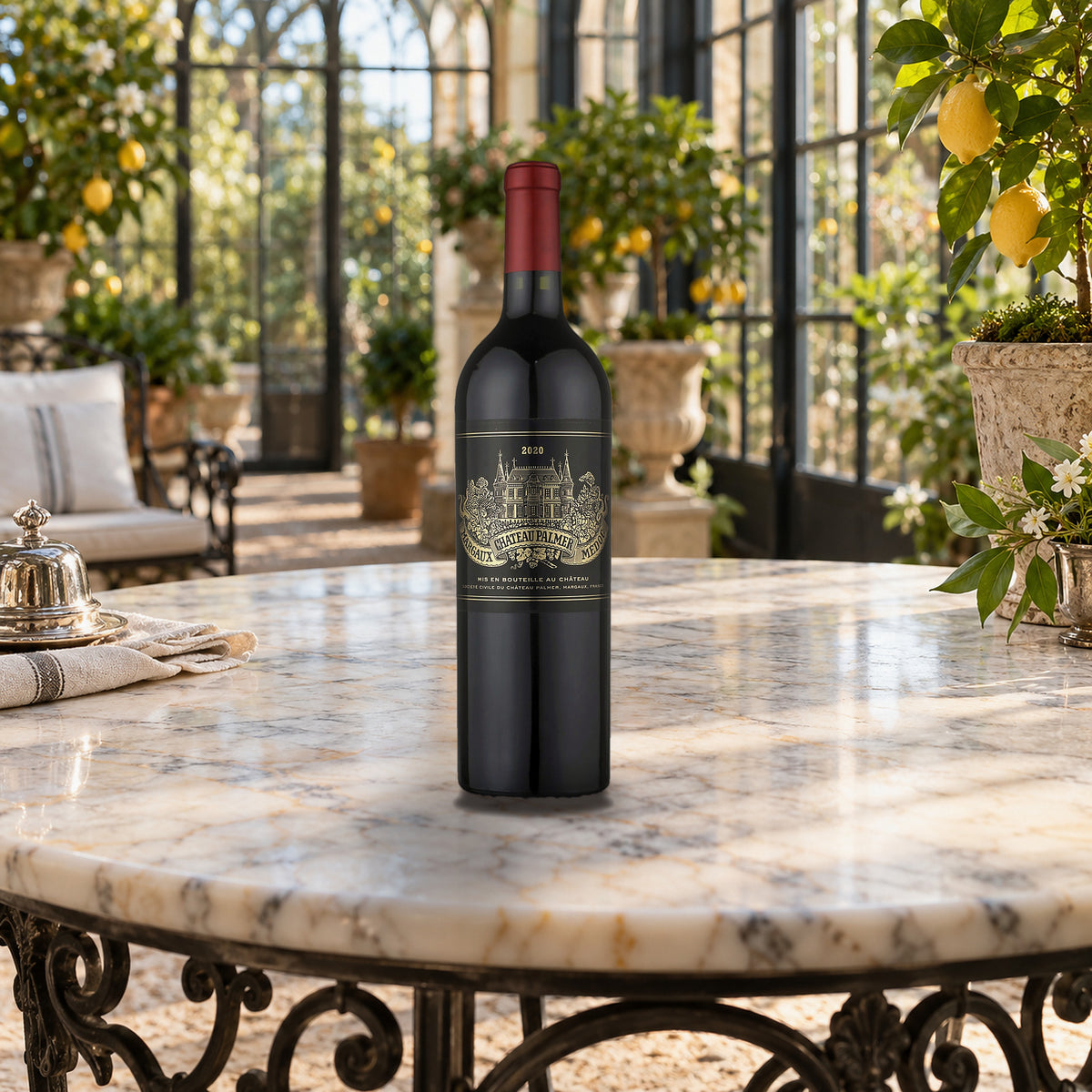 Chateau Palmer Margaux 2020 With Wood Box orangery table - Liquor Geeks