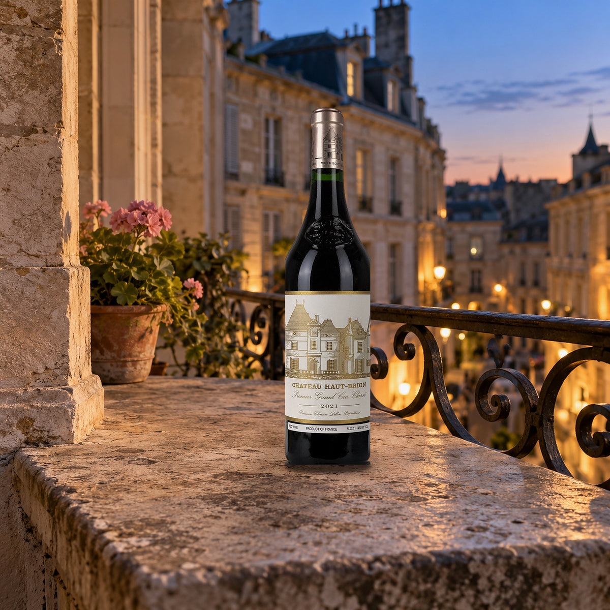 Chateau Haut Brion Pessac Leognan 2021 With Wood Box townhouse balcony - Liquor Geeks