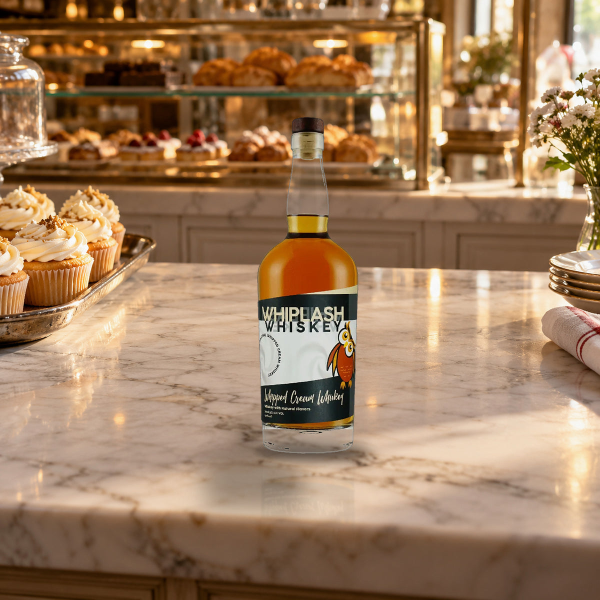 Whiplash Whipped Cream Flavored Whiskey cupcake counter - Liquor Geeks