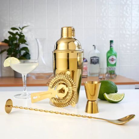 4-Piece Mixologist Barware Set in Gold-4