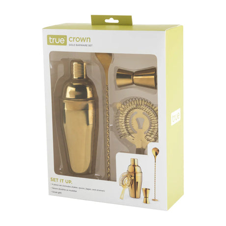 4-Piece Mixologist Barware Set in Gold-5