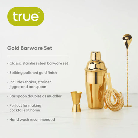 4-Piece Mixologist Barware Set in Gold-6