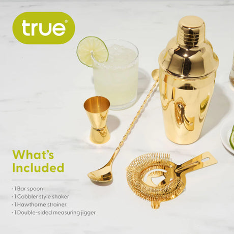 4-Piece Mixologist Barware Set in Gold-7