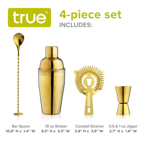 4-Piece Mixologist Barware Set in Gold-8