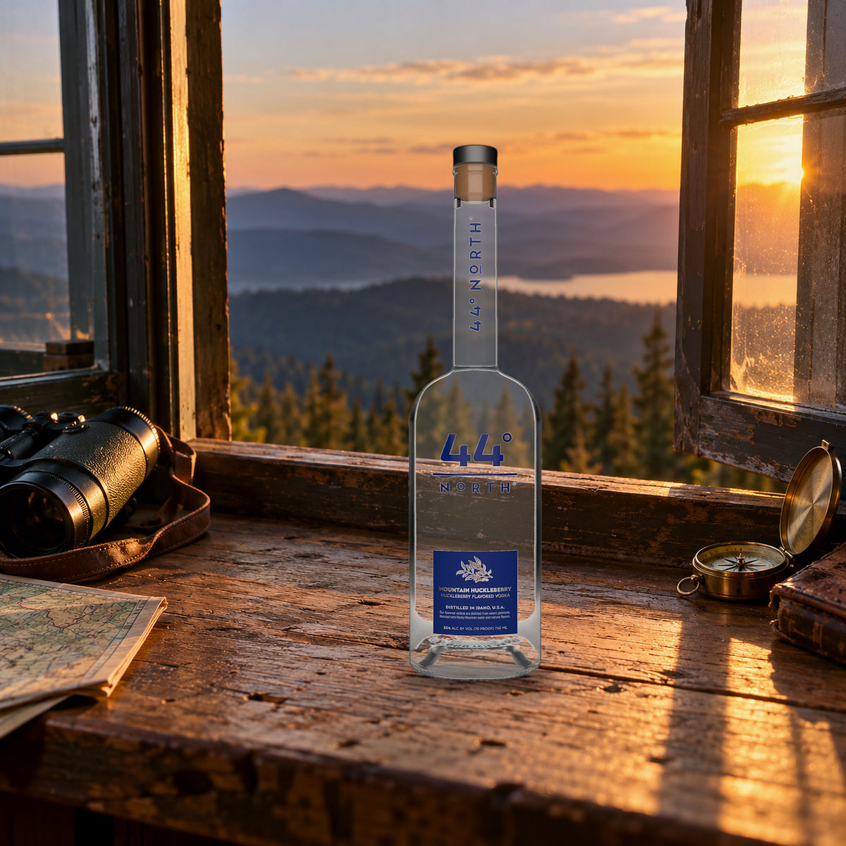 44 North Mountain Huckleberry Vodka fire lookout ledge - Liquor Geeks