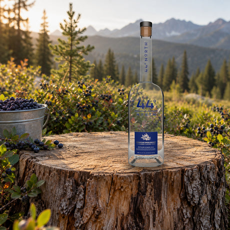 44 North Mountain Huckleberry Vodka huckleberry bucket log - Liquor Geeks