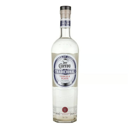 Jose Cuervo Tradicional Silver Plata bottle on a white background