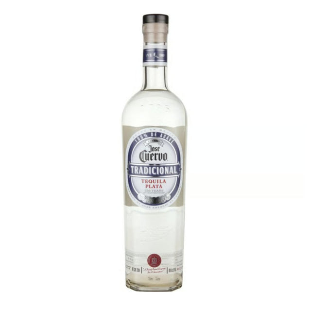 Jose Cuervo Tradicional Silver Plata bottle on a white background