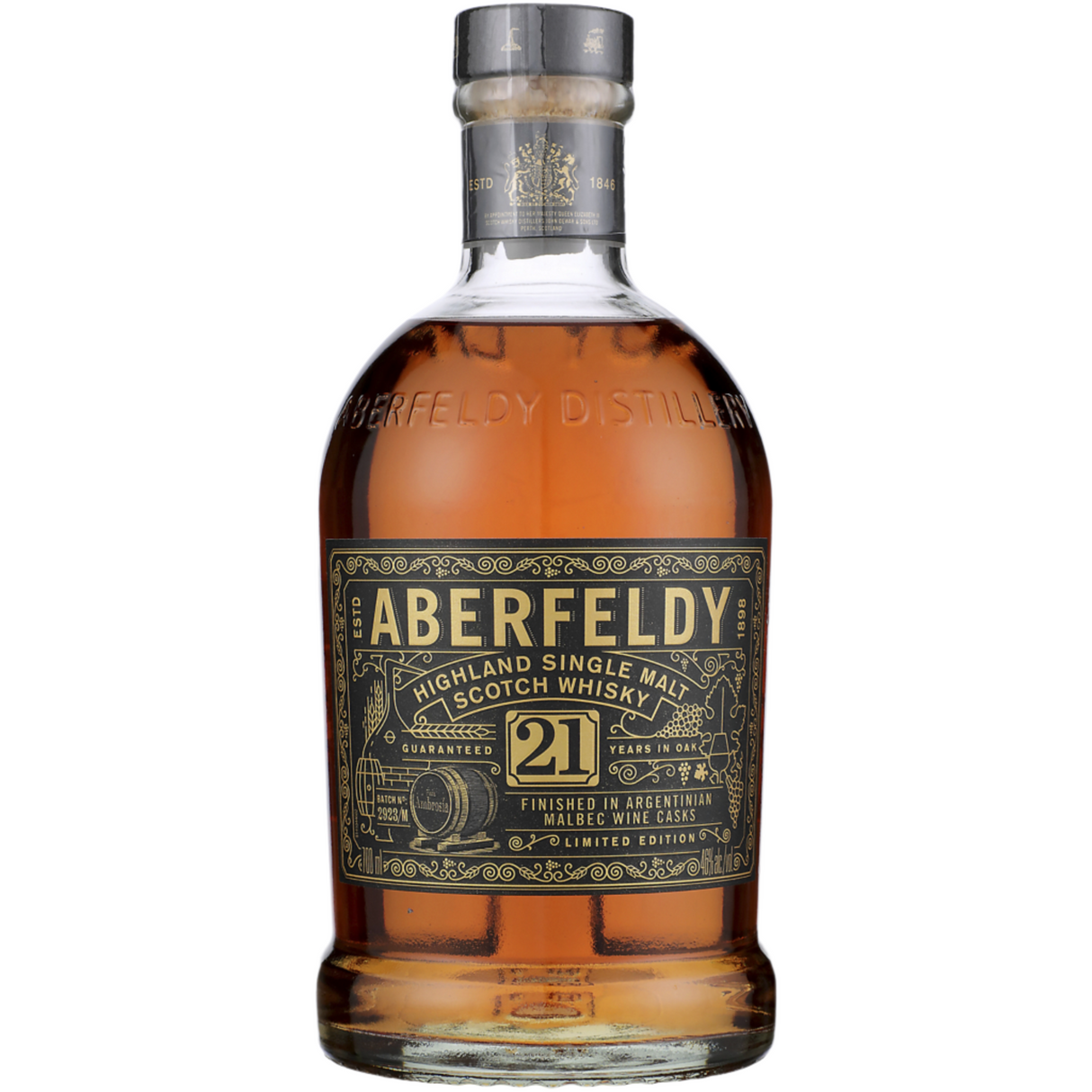 Aberfeldy Single Malt Scotch Finished In Argentinian Malbec Wine Cask 21 Year Whiskey