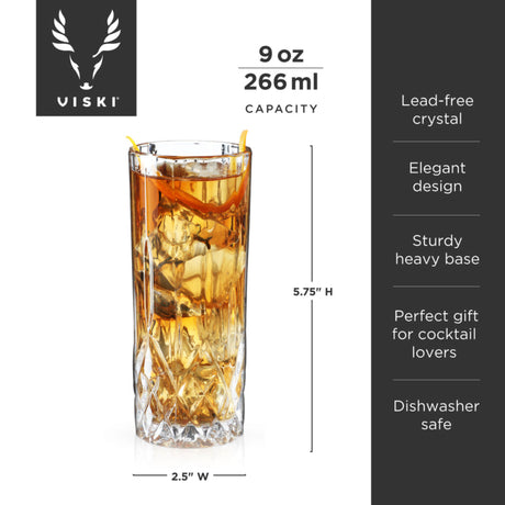 Admiral Crystal Highball Glasses, Set of 4-4