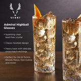 Admiral Crystal Highball Glasses, Set of 4-5