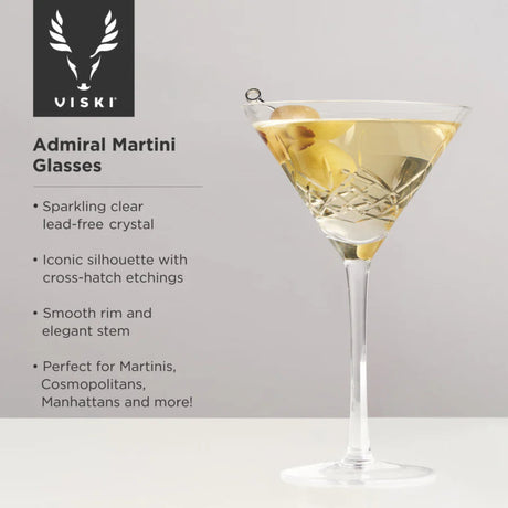 Admiral Crystal Martini Glasses, Set of 2-5