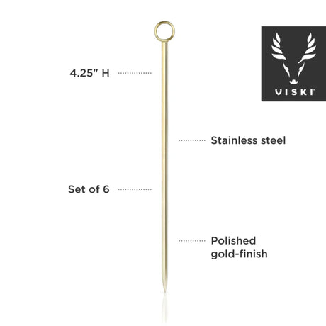 Belmont Cocktail Picks in Gold, Set of 6-4