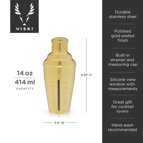 Belmont Measured Cocktail Shaker in Gold-6