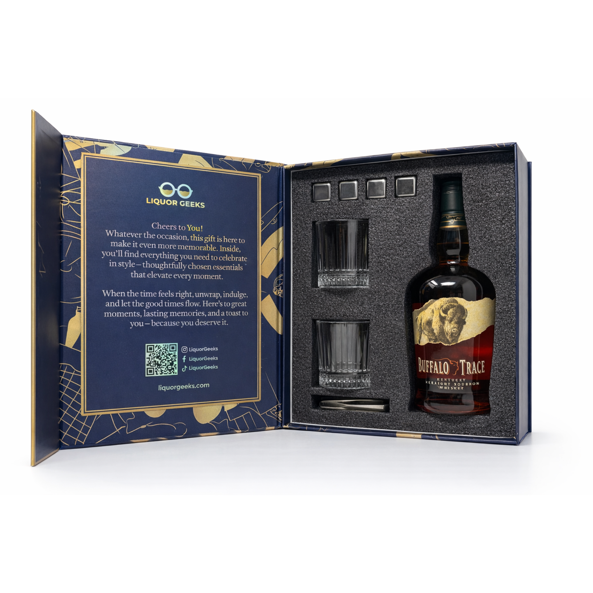 Buffalo Trace Gift Set with Glasses & Stones – Exclusive Liquor Geeks Edition (2)