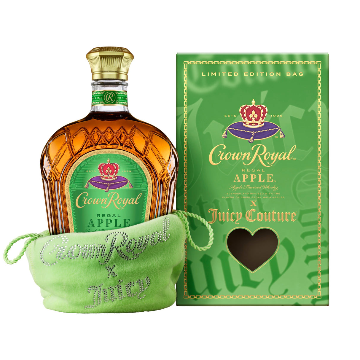 Crown Royal Regal Apple X Juicy Couture - Bottle with velour bag and gift box