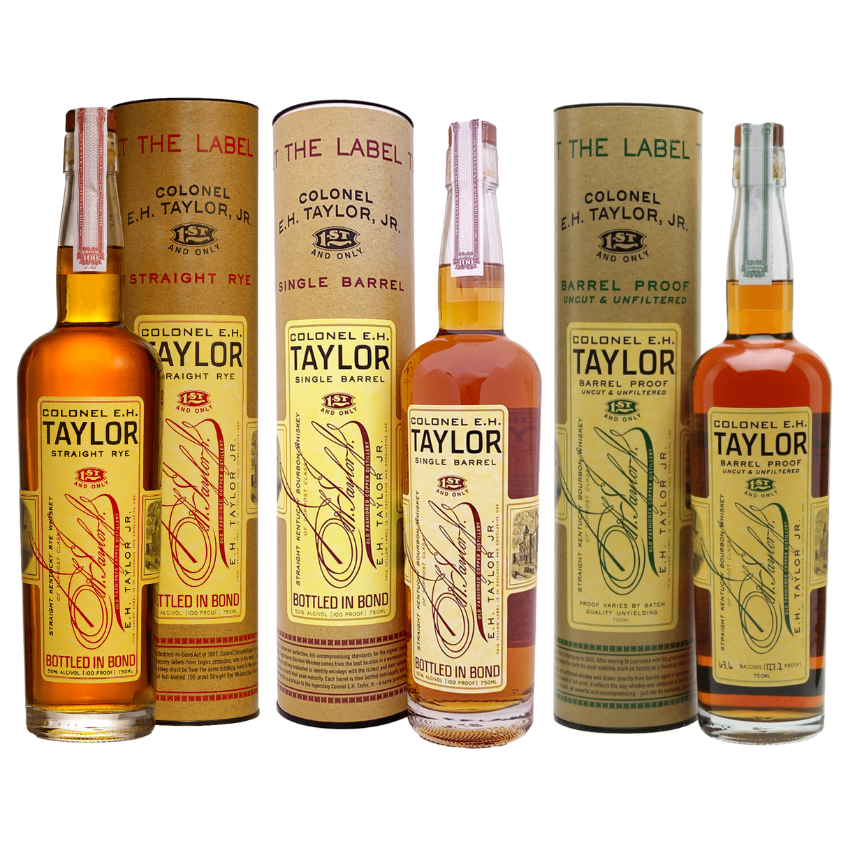 Colonel E.H. Taylor Straight Rye Whiskey & Single Barrel Bourbon Whiskey & Barrel Proof Bundle