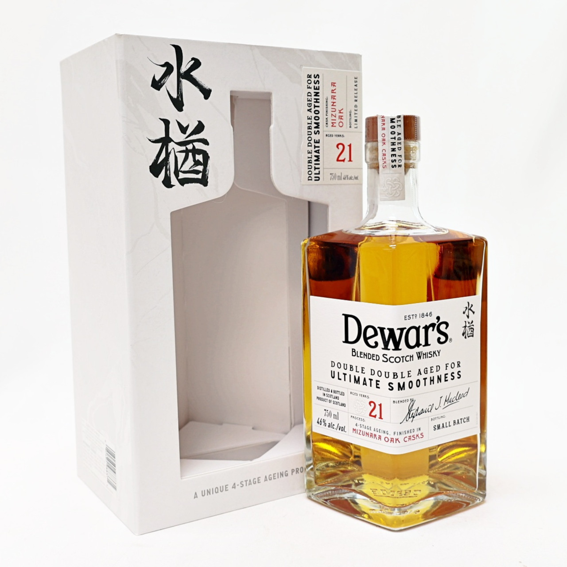 Dewar's Blended Scotch Double Double Aged Mizunara Oak 21 Year Whiskey