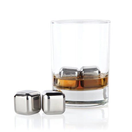 Glacier Rocks Small Cubes in Stainless Steel, Set of 4-1