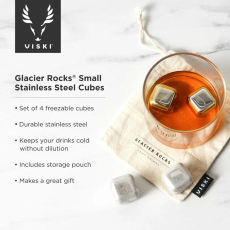 Glacier Rocks Small Cubes in Stainless Steel, Set of 4-3