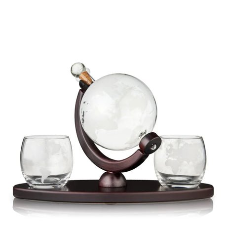 Globe Decanter & Whiskey Tumblers, Set of 3-1