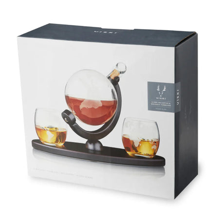 Globe Decanter & Whiskey Tumblers, Set of 3-7