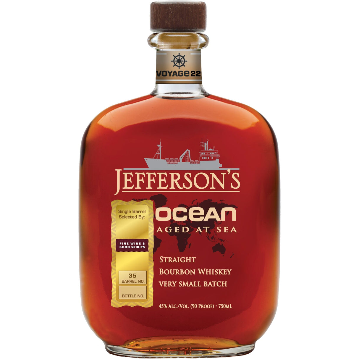 Jefferson'S Straight Bourbon Whiskey Ocean Aged At Sea Wheated Mash Bill Single Barrel