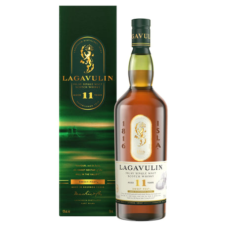 Lagavulin 11 Year Old Single Malt Scotch Whiskey – Sweet Peat (Aged in Bourbon Casks)