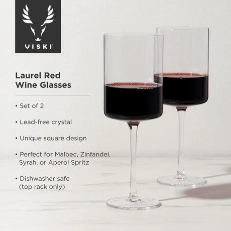 Laurel Crystal Red Wine Glasses, Set of 2-5