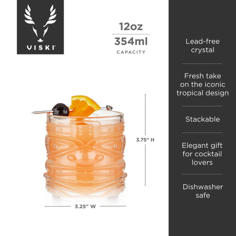 Pacific Crystal Tiki DOF Tumblers, Set of 2-5