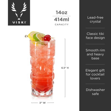Pacific Crystal Tiki Glasses, Set of 2-4